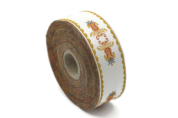 32 mm Two Pineapples 1.25 (inch) | Jacquard Trim | Embroidered Woven Ribbon | Jacquard Ribbon | Sewing Trim | 32mm Wide