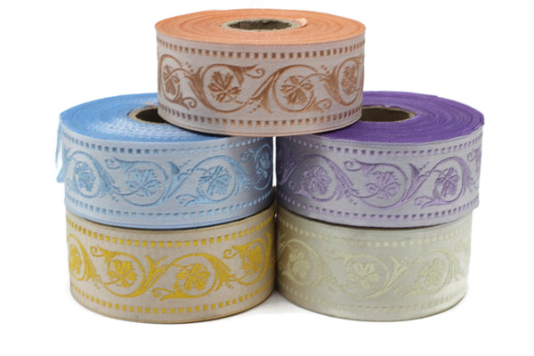 35 mm Wildflower ribbon, Jacquard Trims (1.37 inches), Vintage Ribbons, Decorative Ribbons, Sewing Trim, Trimming, CNK08