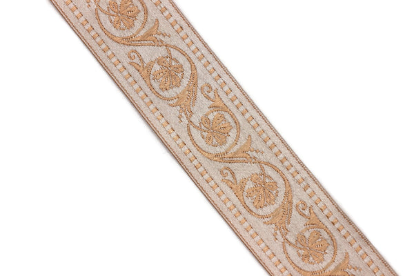 35 mm Pale Orange Wildflower ribbon, Jacquard Trims (1.37 inches), Vintage Ribbons, Decorative Ribbons, Sewing Trim, Trimming, CNK08