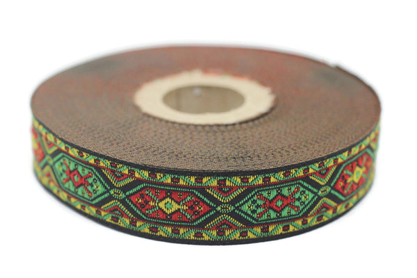 18 mm Anatolian Kilim Jacquard Ribbons (0.70 inches), Upholstery Fabric, Woven Trim, Drapery Curtain Making Border 18588