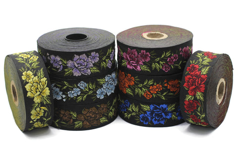 11 Yard Spool 1.37 inches Wide Purple Floral Embroidered Ribbon Vintage  Jacquard Floral Ribbon Floral Trim Woven Jacquard Jacquard Ribbons 35938