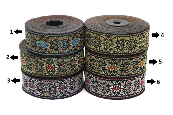 35 mm Japanese Yuzen Jacquard Ribbons (1.37 inches), Upholstery Fabric, Woven Trim, Drapery Curtain Making Border 35939