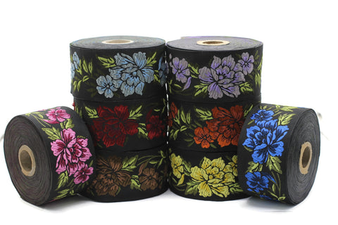 50 mm Floral Jacquard trim (1.96 inches), vintage Ribbon, Decorative Craft Ribbon, Floral Jacquard Ribbon, Trim, 50096