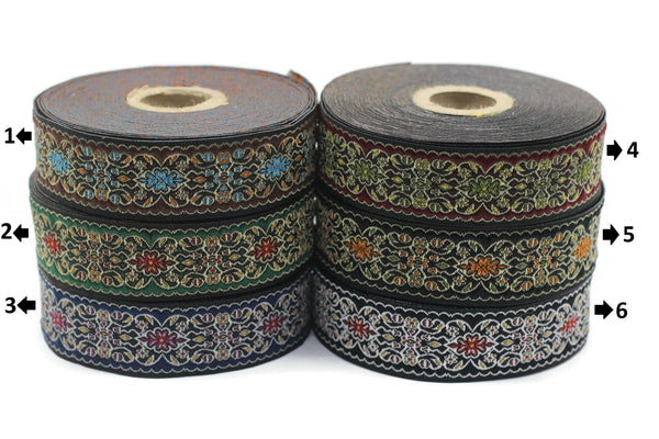 25 mm Japanese Yuzen Jacquard Ribbons (1.37 inches), Upholstery Fabric, Woven Trim, Drapery Curtain Making Border 25939