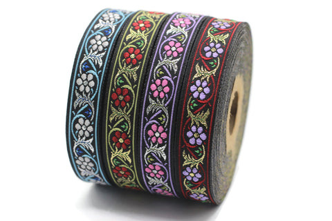 16 mm Bavarian Spring Time Floral Jacquard trim (0.62 inches), floral ribbon, Tapes, Band, Jacquard ribbons, Ruban, fabric trim, 16904