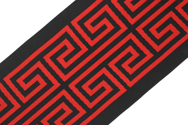 100 mm Red&Black  Greek Key Border, Curtain trims, Sewing Trim, drapery trim, Athena Chinoiserie ribbon Gimp Drapery, Home Decor 176 V12