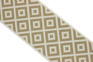 100mm Beige&Cream Mosaic Ribbon for Drapery Banding (3.93 inch), Jacquard Trim, Drapery Banding Tape, Curtain Making Fabric Drape 194 V3