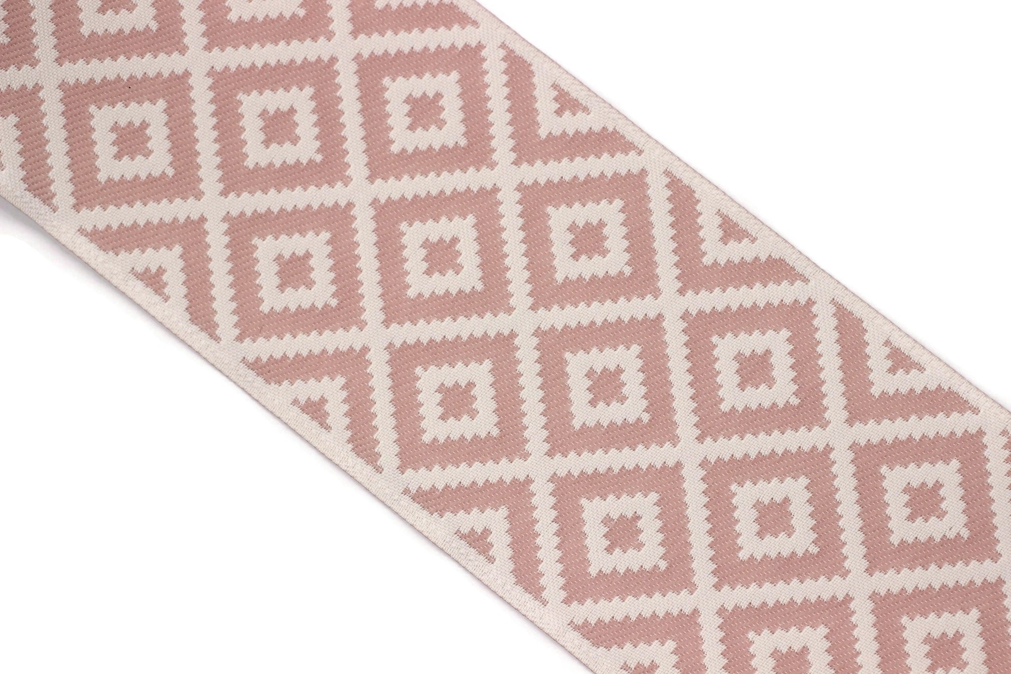 100mm Pink&White Mosaic Ribbon for Drapery Banding (3.93 inch), Jacquard Trim, Drapery Banding Tape, Curtain Making Fabric Drape 194 V4