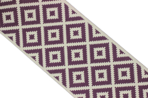 100mm Purple&Light Gray Mosaic Ribbon for Drapery Banding (3.93 in), Jacquard Trim, Drapery Banding Tape, Curtain Making Fabric Drape 194 V7
