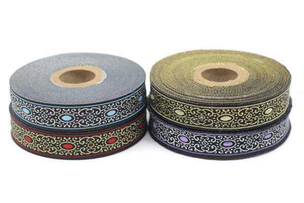 16 mm authentic Jacquard ribbon (0.62 inches), woven ribbon,  authentic ribbon, Sewing, Scroll Jacquard trim, Trim, 16805