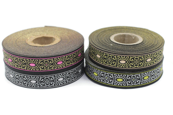 16 mm authentic Jacquard ribbon (0.62 inches), woven ribbon,  authentic ribbon, Sewing, Scroll Jacquard trim, Trim, 16805