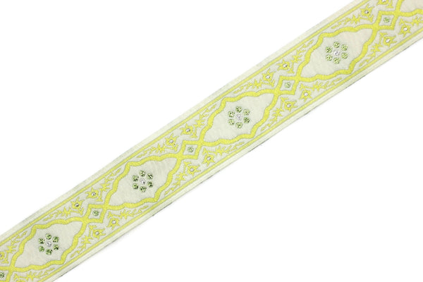 25 mm Andalusia Green Jacquard ribbon, (0.98 inches), trim by the yard, Embroidered ribbon, Sewing trim, Scroll Jacquard trim, 25800