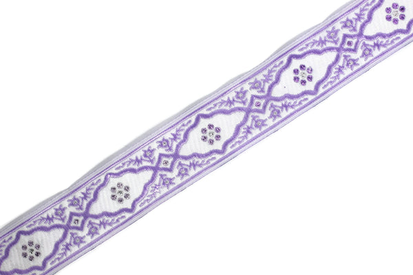 25 mm Andalusia Purple Jacquard ribbon, (0.98 inches), trim by the yard, Embroidered ribbon, Sewing trim, Scroll Jacquard trim, 25800