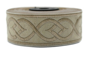 35 mm Cappucino Celtic Shadow 1.37 (inch) | Celtic Ribbon | Embroidered Woven Ribbon | Jacquard Ribbon | 35mm Wide | Jacquard trim, 35972