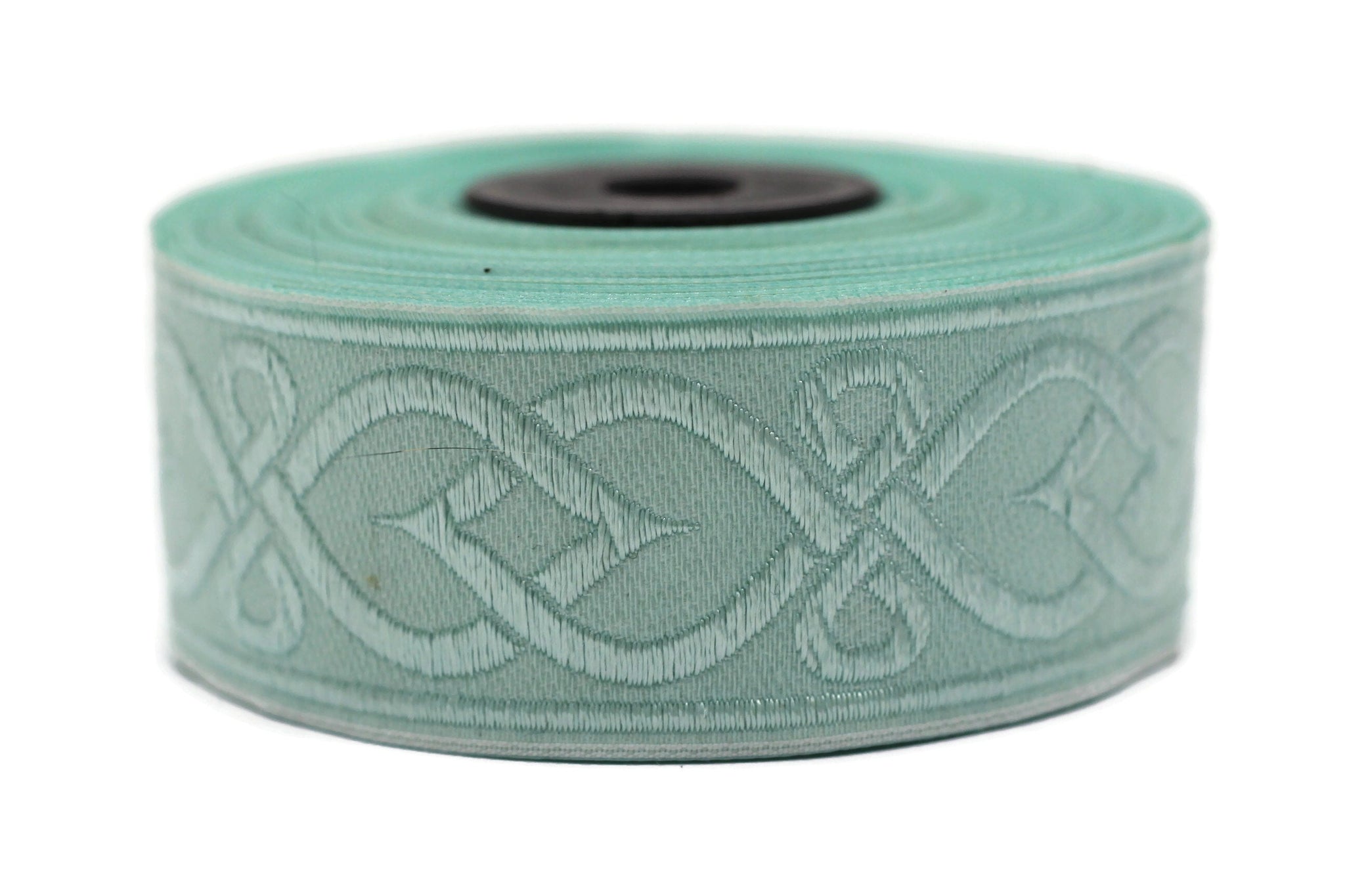 35 mm Green Celtic Shadow 1.37 (inch) | Celtic Ribbon | Embroidered Woven Ribbon | Jacquard Ribbon | 35mm Wide | Jacquard trim, 35972