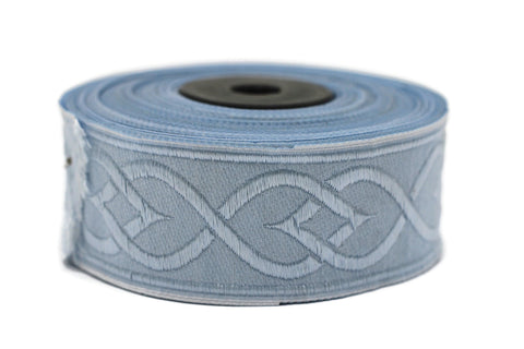 35 mm Blue Celtic Shadow 1.37 (inch) | Celtic Ribbon | Embroidered Woven Ribbon | Jacquard Ribbon | 35mm Wide | Jacquard trim, 35972