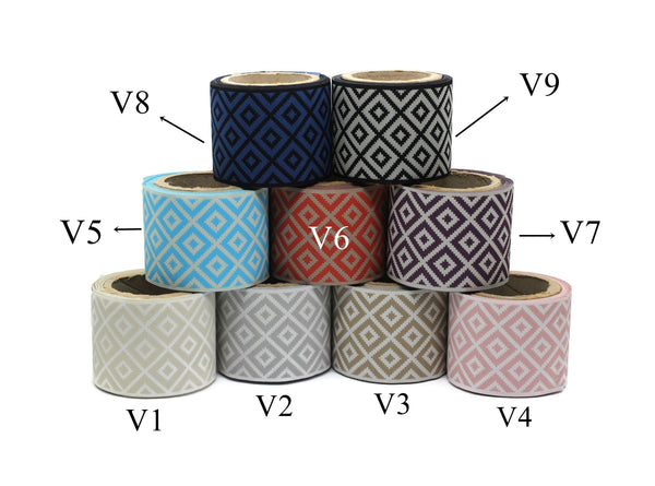 100mm Cream&White Mosaic Ribbon for Drapery Banding (3.93 inch), Jacquard Trim, Drapery Banding Tape, Curtain Making Fabric Drape 194 V2