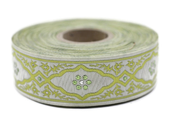 25 mm Andalusia Jacquard ribbon, (0.98 inches), trim by the yard, Embroidered ribbon, Sewing trim, Scroll Jacquard trim, 25800
