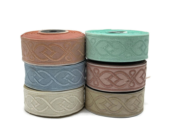 35 mm Cream Celtic Shadow 1.37 (inch) | Celtic Ribbon | Embroidered Woven Ribbon | Jacquard Ribbon | 35mm Wide | Jacquard trim, 35972