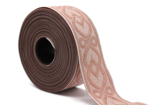 35 mm Powder Celtic Shadow 1.37 (inch) | Celtic Ribbon | Embroidered Woven Ribbon | Jacquard Ribbon | 35mm Wide | Jacquard trim, 35972