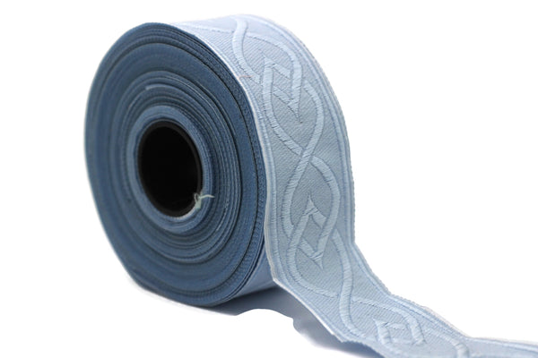 35 mm Blue Celtic Shadow 1.37 (inch) | Celtic Ribbon | Embroidered Woven Ribbon | Jacquard Ribbon | 35mm Wide | Jacquard trim, 35972
