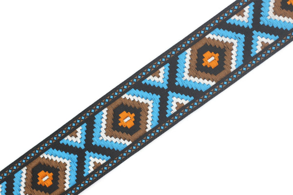 35 mm  Hexagon  jacquard ribbons 1.37 inches, Geometric  embroidered trim,  woven trim, woven jacquards, woven border, 35952