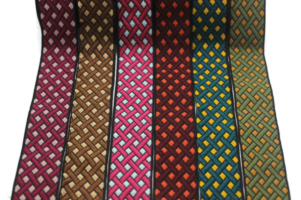 25 mm Node Motive Jacquard Ribbons (0.98 inche), Jacquard ribbon, jacquard trim, craft supplies, collar supply, jacquard ribbon, 25979