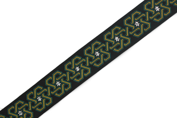 25 mm Star Motive Colorfull jacquard ribbons border (0.98 inches) fabric trim, jacquard trim, craft supplies, collar supply, ribbon, 25974