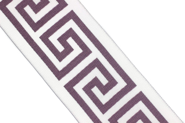 68 mm Light Purple Greek Key Ribbon Trim (2.67 inch), Jacquard Trims for your Drapes, Curtains, Drapery Banding, Drapery Trim Tape V7 176