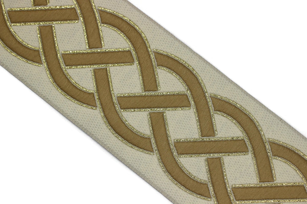 68 mm Gray Embroidered Ribbons (2.67 inc) , Jacquard Trims, Sewing Trim, drapery trim, Curtain trims, trim for drapery, 0177 V2