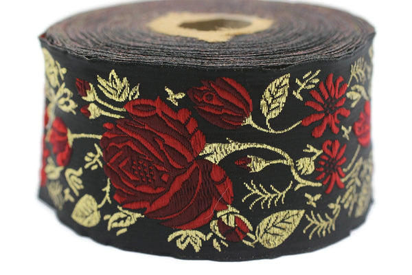 50 mm  Floral Jacquard trim (1.96 inches), Rose emboried Ribbon, Decorative Craft Ribbon, Jacquard Ribbon Trim, 50089