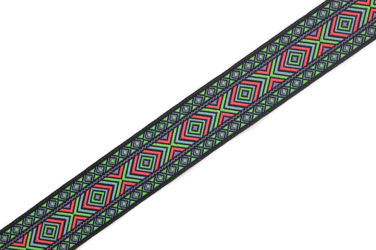 25 mm Hippie Motif Ribbon (0.98 inches), Woven Trim, Ethnic Ornament R ...