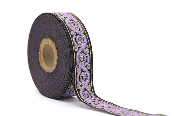 SALE 22 mm Lilac Scroll Jacquard trim (0.86 inches), Native American Jacquard, Sewing trim, woven trim, french ribbon 22221