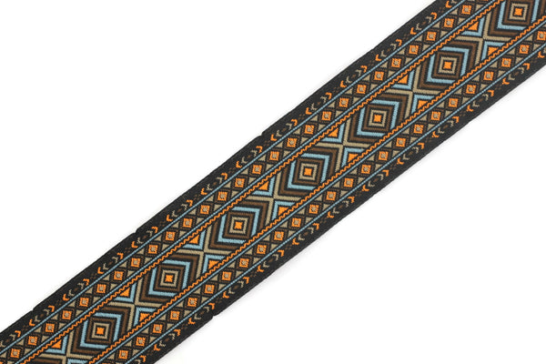 35 mm Hippie Motif Ribbon (0.98 inches), Woven Trim, Ethnic Ornament Ribbon, Boho Style Trim, 35995