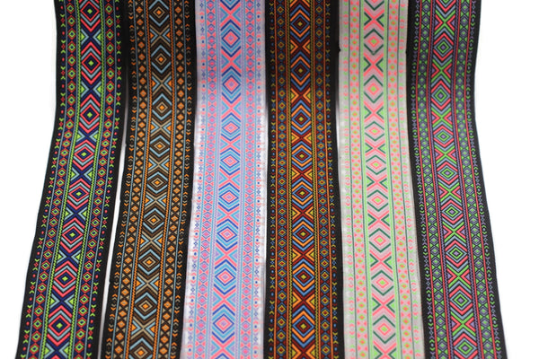 35 mm Hippie Motif Ribbon (0.98 inches), Woven Trim, Ethnic Ornament Ribbon, Boho Style Trim, 35995
