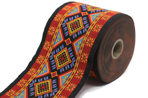 100 mm Lithuanian Folk Motif Ribbon (3.93 inches), Vintage Jacquard, Sewing Trim, Huge Trim, Large ribbon, making curtain, 100996