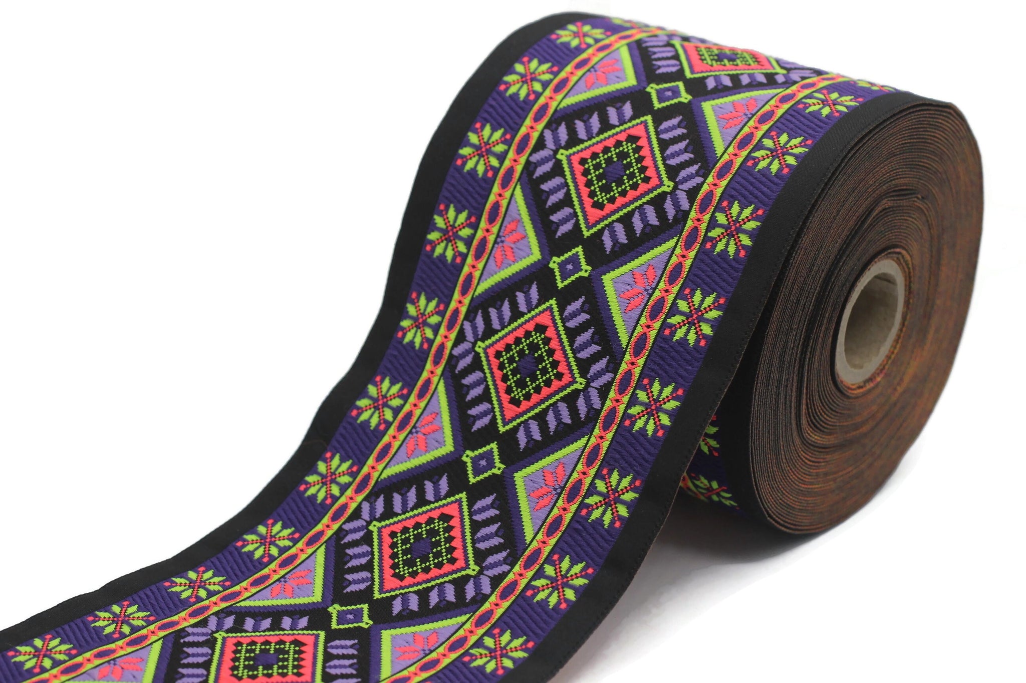 100 mm Lithuanian Folk Motif Ribbon (3.93 inches), Vintage Jacquard, Sewing Trim, Huge Trim, Large ribbon, making curtain, 100996