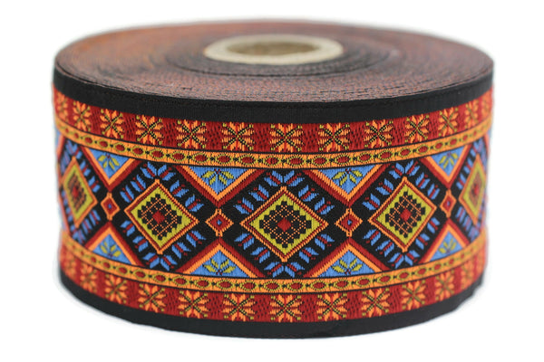 50 mm Lithuanian Folk Motif Ribbon (1.96 inches), Vintage Jacquard, Sewing Trim, Huge Trim, Large ribbon, making curtain, 50996