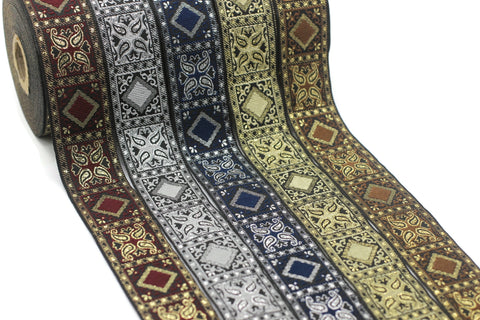 35 mm Geometric Jacquard trim (1.37 inches), vintage Ribbon, Decorative Craft Ribbon, Sewing, Jacquard ribbon, Trim, 35587