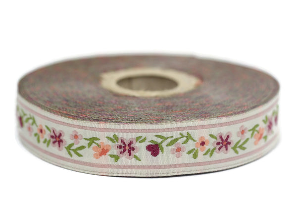 16 mm Floral Jacquard ribbon (0.62 inches), woven ribbon, authentic ribbon, Sewing, Scroll Jacquard trim, ribbons, 16947