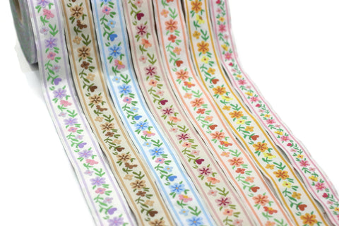 22 mm Floral Jacquard ribbon (0.86 inches), woven ribbon, authentic ribbon, Sewing, Scroll Jacquard trim, ribbons, 22947