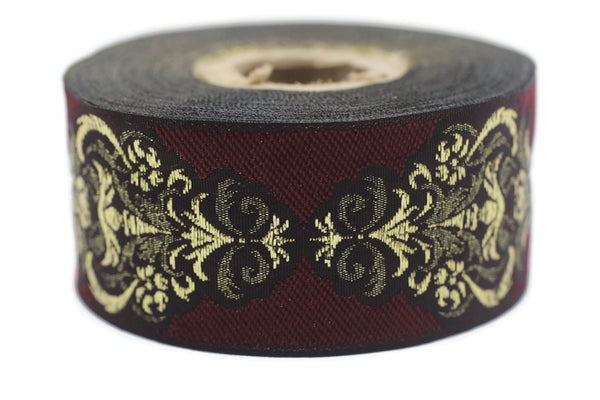 35 mm Red Authentic Jacquard Ribbons (1.37 inches) Sewing Crafts, ribbon trim,  jacquard trim, craft supplies, collar supply, trim, 35918