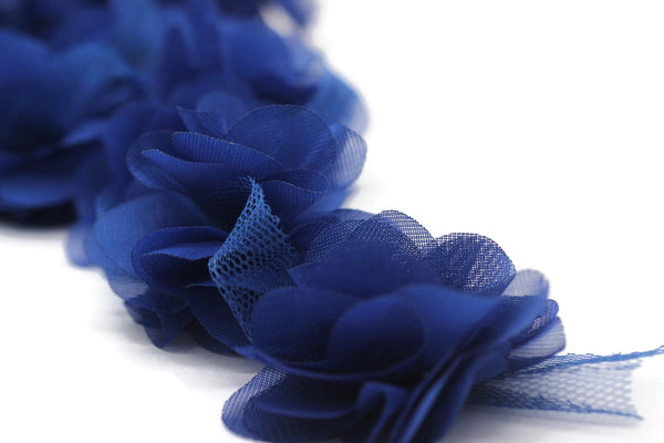 50 mm Royal Blue Chiffon Flower,Fluffy Flowers For Hair Accessories,Rose Trim,Shabby Chiffon Flower Headbands,Chiffon Trim,Sewing,Artificial