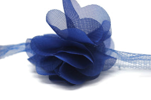 50 mm Royal Blue Chiffon Flower,Fluffy Flowers For Hair Accessories,Rose Trim,Shabby Chiffon Flower Headbands,Chiffon Trim,Sewing,Artificial
