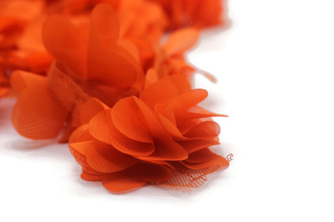 50 mm Orange Chiffon Flower,Fluffy Flower For Hair Accessories,Rose Trim,Shabby Chiffon Flower Headbands,Chiffon Trim,Sewing,Artificial