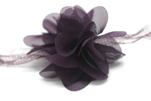 50 mm Dark Purple Chiffon Flower,Fluffy Flower For Hair Accessories,Rose Trim,Shabby Chiffon Flower Headbands,Chiffon Trim,Sewing,Artificial