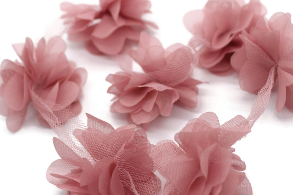 50 mm Powder Chiffon Flower,Fluffy Flowers For Hair Accessories,Rose Trim,Shabby Chiffon Flower Headbands,Chiffon Trim,Sewing,Artificial