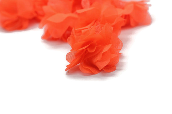 50 mm Neon Orange Chiffon Flower,Fluffy Flower For Hair Accessories,Rose Trim,Shabby Chiffon Flower Headbands,Chiffon Trim,Sewing,Artificial