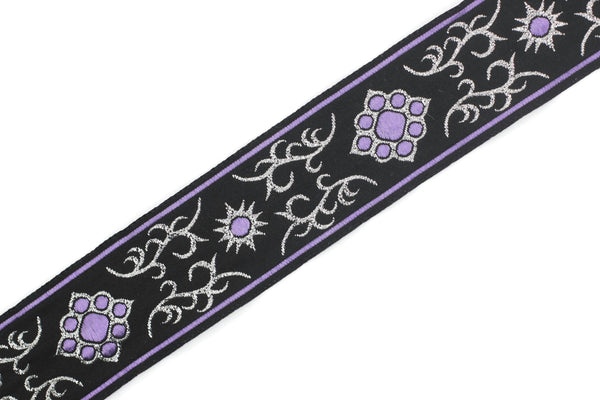 35 mm Cat Paw Lilac jacquard ribbons (1.37 inches), native american embroidered trim, woven trim, woven jacquards, woven border, 35806