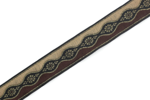 25 mm Brown Floral Vintage ribbon (0.98 inches), floral embroidered ribbon, Decorative ribbon, Craft Ribbon, Jacquard ribbon, Trim, 25924